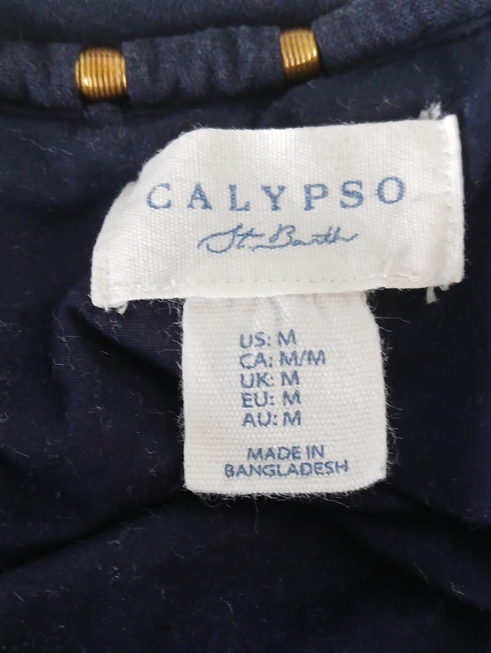 Calypso St. Barth Navy Linen Blend Beaded Midi Maxi Dress Size Medium - Picture 4 of 5